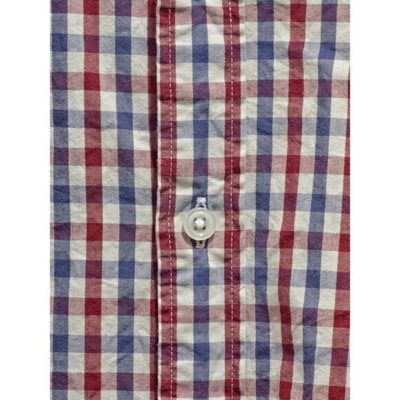 J.Crew Mens Button-Down Red & Blue Gingham Shirt Long Sleeve Cotton Slim Fit Cas - Picture 3 of 12